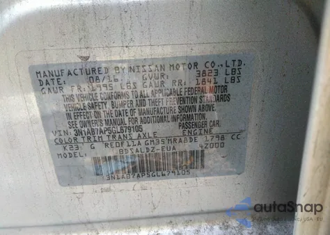 2016 Nissan Sentra Sv z USA, uszkodzony, nr VIN 3N1AB7AP5GL679105